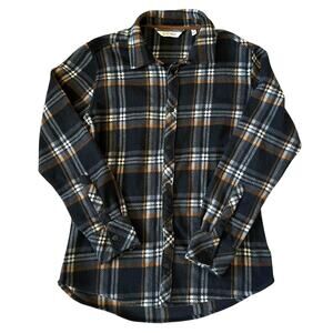Departwest Fleece Flannel Plaid Button Front Shirt